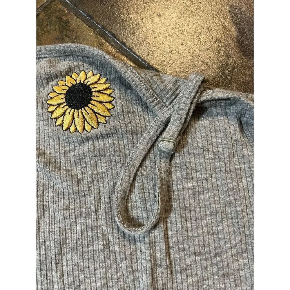 Olivia Kay Girls Gray Sunflower Dress Size M (8)